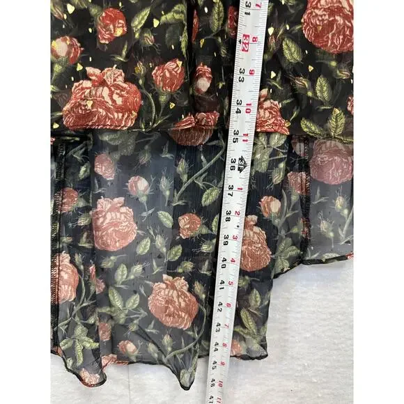 Forever Unique‎ Strapless Witchygoth Fairy Prom Dress Maxi Sheer Roses Size 8 - Picture 7 of 10